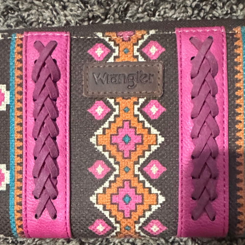 Wrangler Multicolor Patterned Wallet with Pink Trim - Picture 6 of 11